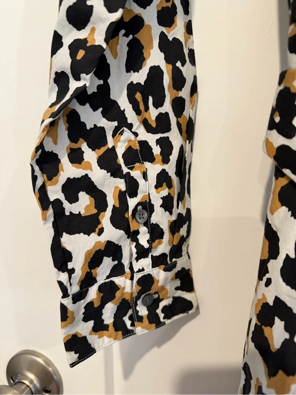 J. Crew Kids Leopard Print Shirt Dress in White, Black & Brown